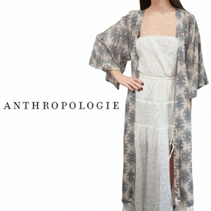 ANTHROPOLOGIE LOST IN LUNAR Multicoloured Floral Robe Kimono Maxi - Size Small